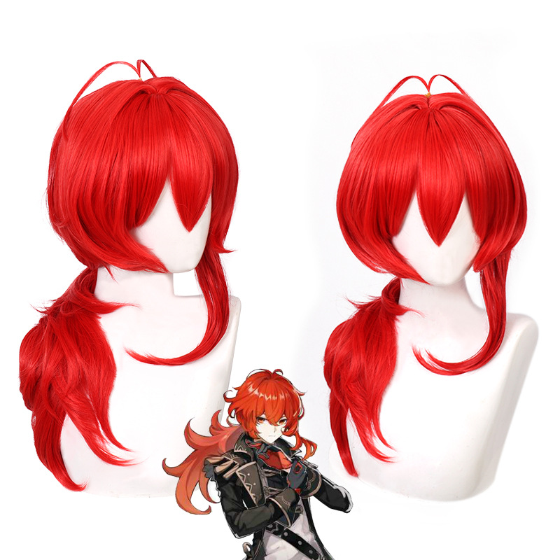 Travel Accessories Men - Genshin Impact Diluc Cosplay perruque voyageur