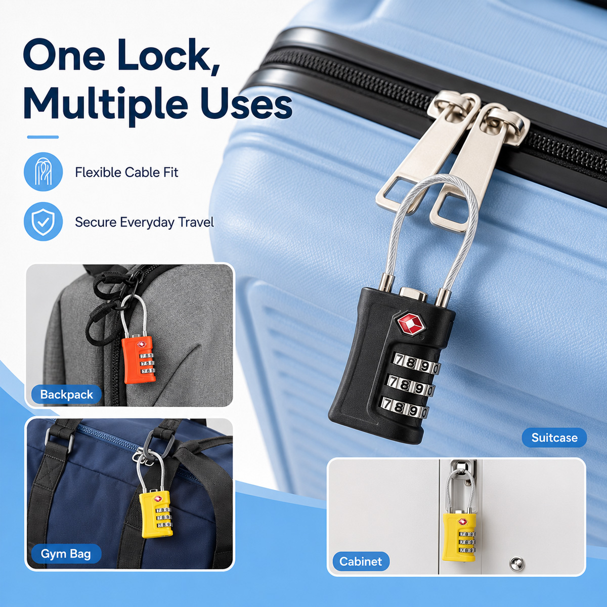 Cadenas à câble à combinaison  - Cable Lock Combination avis et prix